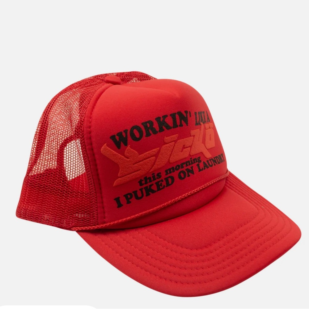 NWT Working Like A Sicko Red Trucker Hat OS